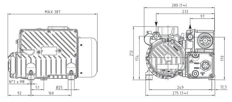 Вакуумный насос DVP LC 25 размеры